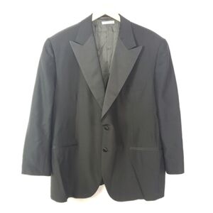 Belvest black tux jacket blazer wool silk size 48 XL